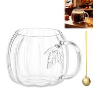Générique 18.6 Oz Pumpkin Shaped Glass Mug, Transparent Coffee and Tea Cup with Handle, Halloween Drinking Mug for Autumn and Homes Decor