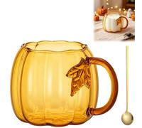 Générique 18.6 Oz Pumpkin Shaped Glass Mug, Transparent Coffee and Tea Cup with Handle, Halloween Drinking Mug for Autumn and Homes Decor
