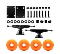 Générique 18 Pièces Camions Skateboard Roues Roulements Riser Pads Kit Complet Métal Compatible avec Débutant Professionnel Adaptés pour Sport Plein Air, Roues Oranges