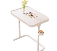 Générique 180 ° Pivotant Table D Appoint, Bout De Canapé Réglable, C Form Tables Canapé, avec Porte Gobelet, Petit Bureau Ordinateur À roulettes, pour Salon Balcon Chambre, Design Léger(White)