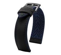Générique 19 mm 20 22 24 Bracelet inférieur en caoutchouc fluoré nylon for hommes de poignet étanche Accessoires compatibles avec le bracelet montre Omega Mido Tissot(B-black blue,21mm)