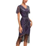 Générique 1920 Flapper Robe Charleston à Sequins Robe soirée Frange Paillettée Style années 20 pour Party, Bal, Soirée, Cocktail Gatsby