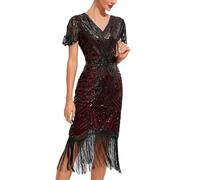 Générique 1920 Flapper Robe Charleston à Sequins Robe soirée Frange Paillettée Style années 20 pour Party, Bal, Soirée, Cocktail Gatsby