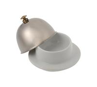 Générique 1pièce Beurrier Céramique avec Couvercle Inox Amovible Plat de Service pour Beurre Graisses Desserts et Apéritifs Surface Lisse Facile à Nettoyer pour Fromage Fondu et Snacks