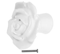 Générique 1pièce Bouton de Porte Céramique Blanche Motif Floral Peint Main Poignée Décorative pour Armoire Commode et Meuble Intérieur Design Simple et Pratique Résistant