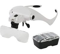 Générique 1x 1.5X 2.0X 2.5X 3.5X LED Light Glasses Magnifiying Glass Eyeglasses Bracket Headband Interchangeable Magnifier Marriage