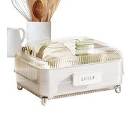 Générique 1x Dish Storage Box - Dish Drying Rack with Cover, Space-Saving Kitchen Dishes Cabinet, Detachable Dust-Proof Dishes Racks | Household Transparent Cutlery Rack for Counter, Home, Restaurant