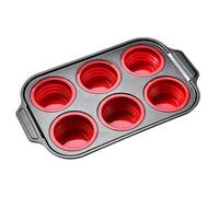 Générique 1x Silicone Muffin Pan - 6-Cups Reusable cokies Jelly Mould | Non-Stick Cupcake Pan | User-Friendly Bakeware Tins & Trays | For Cookie Brownie Food Chocolate Butter Lunch Air Fryer Oven