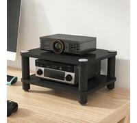 Générique 2/3/4 Niveaux Meuble Chaine HiFi Petit Support Multimédia AV avec Pointes, Armoire D'équipement Audio, Meuble Tourne Disque Vinyle pour Haut-parleurs(Black,2-Tier (50x40x23cm))