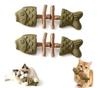 Générique 2/3 Pack Catnip and Silvervine Chew, Creative Fish Bone Dental Chew Toys for Cats, Natural Cat Sticks That Clean Teeth, Licking, Pawing, Boredom Relief & Enrichment for Cats (2pcs-A)
