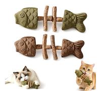 Générique 2/3 Pack Catnip and Silvervine Chew, Creative Fish Bone Dental Chew Toys for Cats, Natural Cat Sticks That Clean Teeth, Licking, Pawing, Boredom Relief & Enrichment for Cats (2pcs-E)