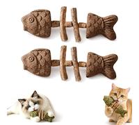 Générique 2/3 Pack Catnip and Silvervine Chew, Creative Fish Bone Dental Chew Toys for Cats, Natural Cat Sticks That Clean Teeth, Licking, Pawing, Boredom Relief & Enrichment for Cats (2pcs-B)