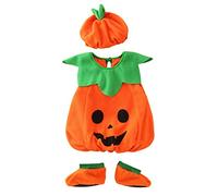 Générique 2/3 Pièces Ensemble Halloween pour Bébé Garçon Fille Déguisement Halloween 0-24 Mois Combinaison à Manches Longues Chapeau et Chaussures (04 Orange, 6-12 mois)