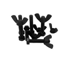 Générique 2 à 50 pièces M3 M4 M5 M6 M8 M10M12 boulon hexagonal extérieur en nylon noir écrou papillon ensembles DIN933 vis hexagonale externe écrou à oreilles combinaison(M8x45mm-10pcs)