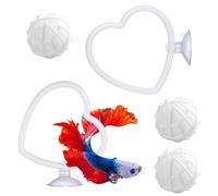 Générique 2 Anneaux d'exercice pour Poissons Betta et 3 Boules filtrantes, Jouets d'enrichissement d'anneau Betta avec Ventouse, Anneaux d'alimentation pour Poissons d'aquarium pour la décoration