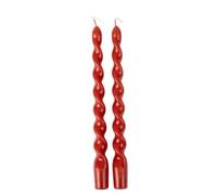 Générique - 2 BOUGIES FLAMBEAU TORSADÉES 25CM 7H ROUGE