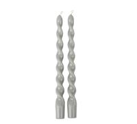 Générique - 2 BOUGIES FLAMBEAU TORSADÉES 25CM 7H VERT-DE-GRIS