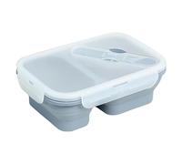 Générique 2-Compartment Silicone Lunch Box - Foldable Leak-Proof Bowl, 1100ml Large Food Container with Lid and 2-in-1 Utensil, Box for Work, School, and Microwave Usenack salad sandwich picnic
