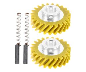 Générique 2 Engrenages à Vis sans Fin en Plastique Inoxydable 2 Balais de Charbon, Kit Compatible pour Robot Pâtissier, Entretien Moteur Fiable et Fonctionnement Fluide