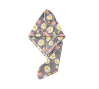 Générique 2 Ensembles de Bonnets for Cheveux séchés à Fleurs, Serviette sèche Douche en Polaire Corail, for Salle Bain et Chambre Coucher(2pcs Gray)