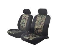 Générique 2 Housses de Siège Avant Universelles Couvre-Sièges Avant 1 + 1 en Tissu Camouflage Vert Noir pour Voiture Fourgonnette SUV VTT 4x4 Chasse