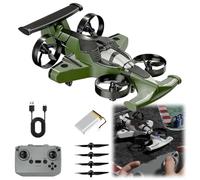 Générique 2 in 1 Flying RC Car Drone,360° High Speed Rechargeable Dual Mode Remote Control Drone,3 Speeds Adjustable 2.4Ghz 4WD Stunt Car,Birthday Gifts for Boys and Girls (Green)