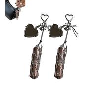 Générique 2 in 1 Stainless Steel Lipstick Holder, Chic Lip Gloss Holder with Heart Mirror, Keychain Lipgloss, Small Bling Crystal Lipsticks Storage Bag Key Chain (Heart+Heart)