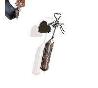 Générique 2 in 1 Stainless Steel Lipstick Holder, Chic Lip Gloss Holder with Heart Mirror, Keychain Lipgloss, Small Bling Crystal Lipsticks Storage Bag Key Chain (Heart)