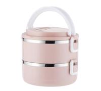 Générique 2 Layer Stackable Stainless Steel Food Container | Easy Cleaning Lunch Box with Portable Handle Perfect for Home Office School and Picnic Use Features Secure Silicone Seal