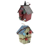 Générique 2 Nichoirs en Bois Peints à La Main avec Ficelle de Jute pour Une Utilisation Extérieure