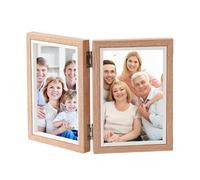 Générique 2 Pack 2/3/4 Picture Frame Collage Photo Frames Rustic Wood Hinged Folding Picture Frames HD Glass Stands Vertically On Desktop Or Wall Hanging Display, Photo Display For Wedding,Birthday