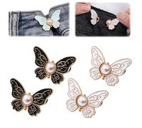 Générique 2-Pack Detachable Butterfly Clips, No-Sew Instant Waist Buckles, Adjustable Pant Waist Tightener, Reusable Button Clips for Loose Jeans Jackets Coats Shirts