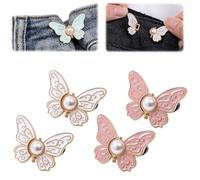 Générique 2-Pack Detachable Butterfly Clips, No-Sew Instant Waist Buckles, Adjustable Pant Waist Tightener, Reusable Button Clips for Loose Jeans Jackets Coats Shirts