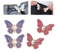 Générique 2-Pack Detachable Butterfly Clips, No-Sew Instant Waist Buckles, Adjustable Pant Waist Tightener, Reusable Button Clips for Loose Jeans Jackets Coats Shirts
