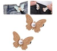 Générique 2-Pack Detachable Butterfly Clips, No-Sew Instant Waist Buckles, Adjustable Pant Waist Tightener, Reusable Button Clips for Loose Jeans Jackets Coats Shirts