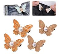 Générique 2-Pack Detachable Butterfly Clips, No-Sew Instant Waist Buckles, Adjustable Pant Waist Tightener, Reusable Button Clips for Loose Jeans Jackets Coats Shirts