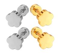 Générique 2 paires Boucles Oreilles Fleuries Acier Inoxydable pour Femmes Or Écouteurs Minimalistes et Idéaux pour Usage Occasions Spéciales Bijoux Élégants et Uniques