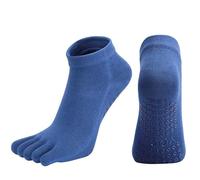Générique 2 Paires Chaussette Doigt de Pied Femme Chaussettes Yoga Antidérapant Chaussettes Orteils Séparés de Sport (FR/ES, Alpha/lettres, Taille unique, Taille normale, Taille normale, Bleu)