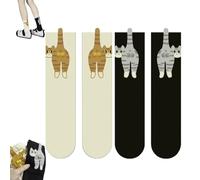 Générique 2 Paires Chaussettes Chat Avec Boules, Chaussettes Chat Boule Mignonnes, Chaussette Milongues Amusantes Avec Boule En Peluche 3D Et Motif Chats Pour Femmes, Filles, Amoureuses Des Chats