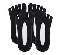 Générique 2 Paires Chaussettes Orteils Femme Invisibles, Chaussettes à doigts en Coton, Socquettes Five Fingers - Noir, 5-10 (US)