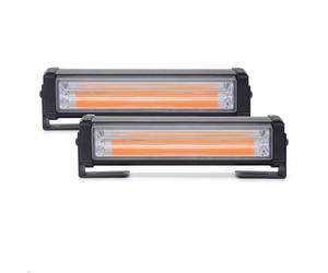 Générique 2 pcs Barres Lumineuses LED Orange 12V 24V 36W Feux d'Avertissement 16cm 12 Modes d'Éclairage Flash Clignotant Stroboscopique d'Urgence Feux de Penetration Prise Allume-cigare