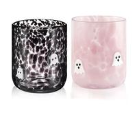 Générique 2 Pcs Halloween Icon Juice Glasses, New 14oz Icon Stemless Drinking Pumpkin Glasses Set, Ideal for Gift Party Lovely Gifts Drinkware (2PCSA)