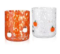 Générique 2 Pcs Halloween Icon Juice Glasses, New 14oz Icon Stemless Drinking Pumpkin Glasses Set, Ideal for Gift Party Lovely Gifts Drinkware (2PCSB)