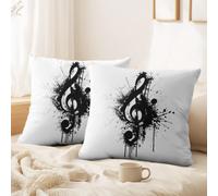 Générique 2 Pcs Housse de Coussin, Housse de Canapé Abstrait, Encre, Avant-Garde, Original Cadeaux intérieur Clés de Sol, Éclaboussures d'encre, Frais Cushion Covers pour Chambre à Coucher, canapé