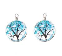 générique 2 Pcs/Lot Fleurs séchées Cabochon Verre breloque fit Collier Boucles d'oreilles Pendentif Breloques connecteurs pour la Fabrication de Bijoux Accessoires de bricolageOpération Facile