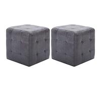 Générique 2 pcs Poufs Gris 30 x 30 x 30 cm Similicuir Daim,Poufs-278383