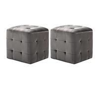 Générique 2 pcs Poufs Gris 30 x 30 x 30 cm Tissu Velours,Poufs-278385