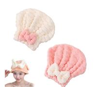 Générique 2 Pcs Ultra-Absorbent Quick-Drying Hair Towels | New Microfiber Hair Drying Cap for 2026 | Soft Thick Quick-Dry Turban with Bow Design for Women & Men (COLOR3)