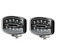 Générique 2 Phares Auxiliares LED 55W 12V-24V Projecteur Longue Portée + Feu de Position Orange/Blanc Homologation ECE E9 R10, R148, R149 pour Camion, Poids Lourds, VTT, 4x4