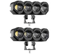 Générique 2 Phares Avant Auxiliares LED 12V 24V 40W 3000Lm Projecteur Longue Portée Spot Blanc + Feu Antibrouillard Jaune pour Moto Voiture VTT 4x4 Feu de Route Blanc Feu de Croisement Jaune